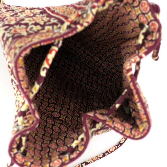 Vera Bradley Medallion Maroon 2006 Drawstring Backpack Quilted Cotton Retired - Picture 4 of 4